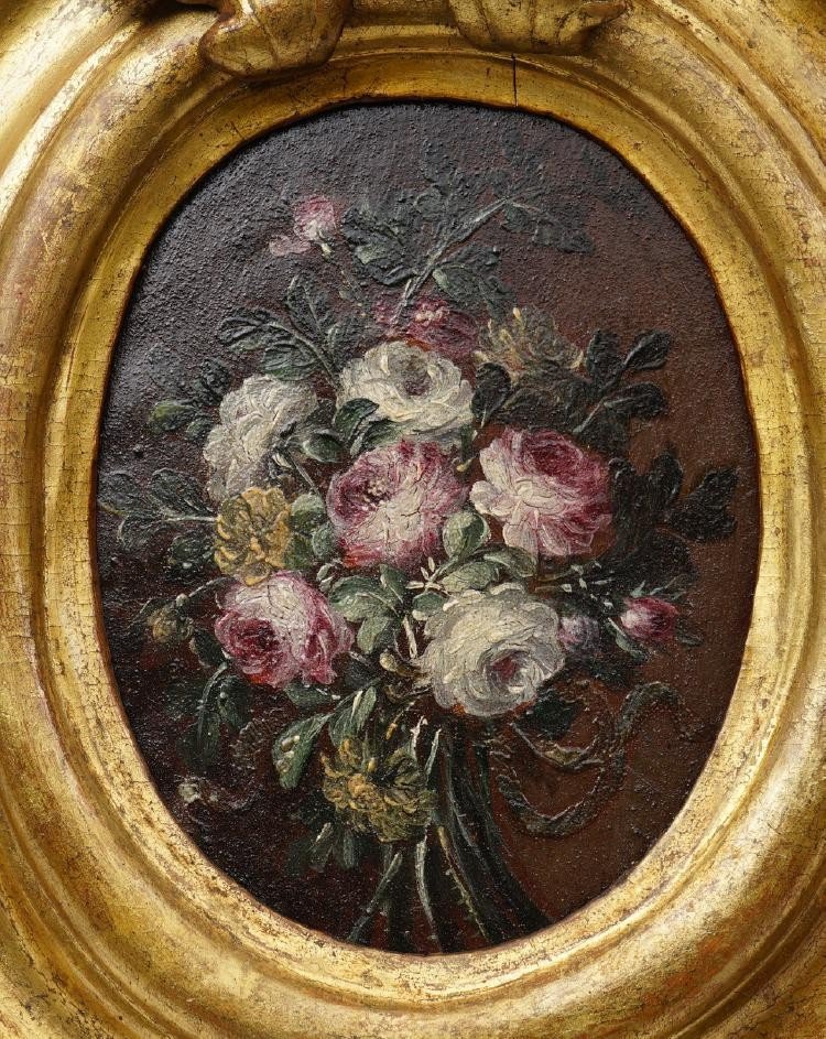 Paire De Bouquet De Fleurs De La Fin Du 17ème Siècle Sur Bois-photo-3
