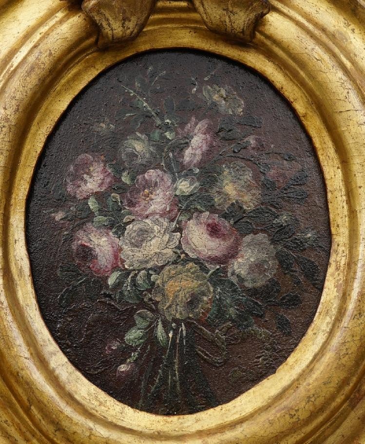 Paire De Bouquet De Fleurs De La Fin Du 17ème Siècle Sur Bois-photo-4