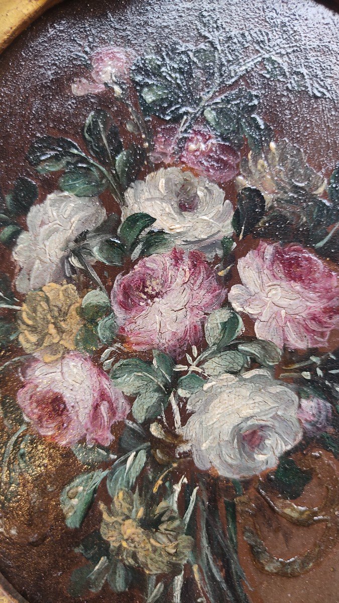 Paire De Bouquet De Fleurs De La Fin Du 17ème Siècle Sur Bois-photo-5