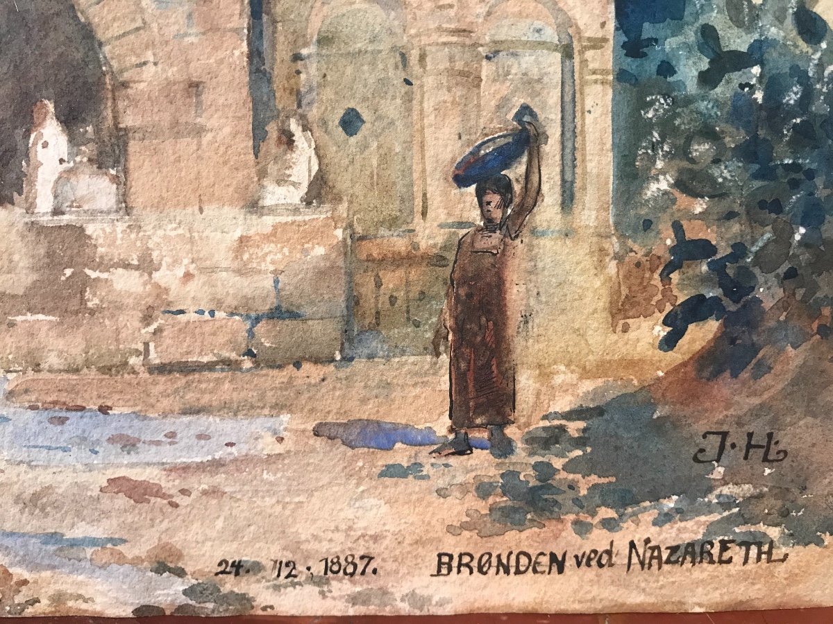 Source à Nazareth - Israël - Aquarelle - 1887 - J.h.  Danois --photo-3