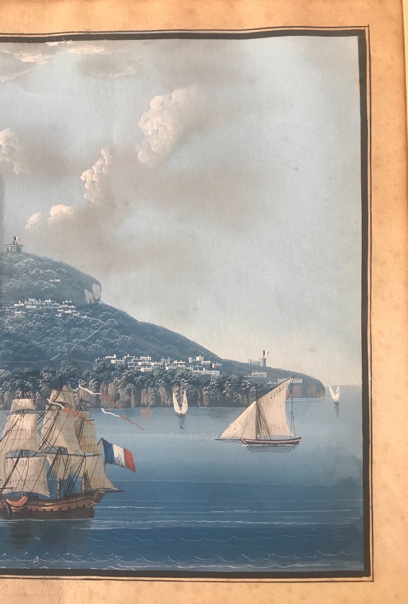 Ecole Napolitaine - Capree - Capri - Gouache- fine XVIII s.   Italie Grand Tour Naples-photo-4