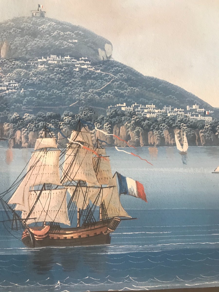 Ecole Napolitaine - Capree - Capri - Gouache- fine XVIII s.   Italie Grand Tour Naples-photo-2