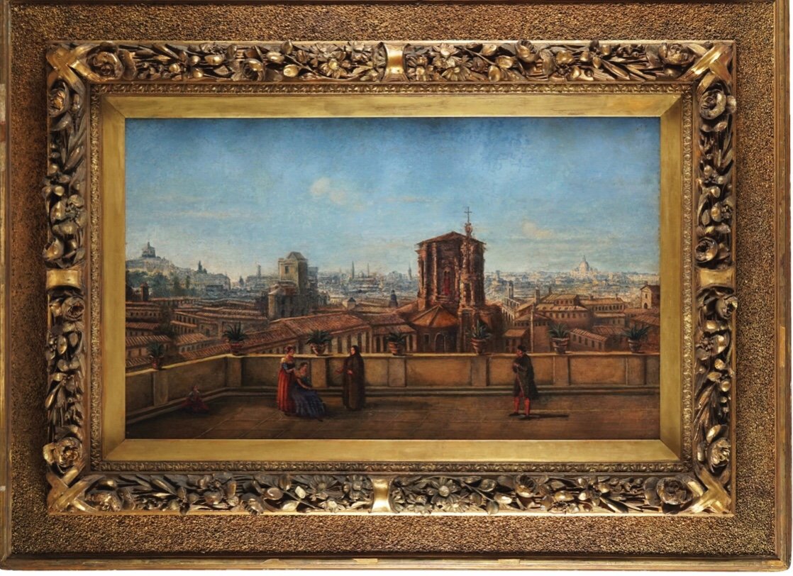 Anonimo - Roma panoramica con il Campanile di Sant’Andrea delle Fratte - 1850 ca