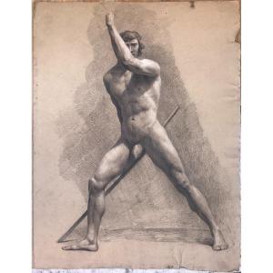 Nudo maschile accademico- Accademia nudo uomo - Italia Francia 1820 ca