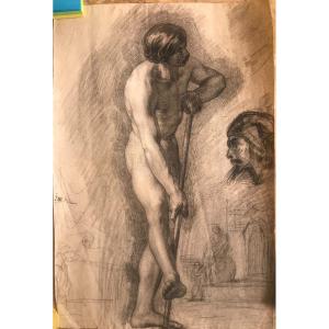 Disegno di Accademico - 1790 -1810 Academia nudo maschile - Italia  academie Francia - 