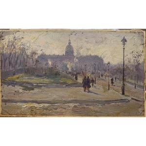 Pittore francese - Hotel des Invalides - Parigi - Francia - olio su carta - 1870 ca