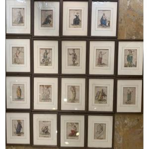 Felice Giani - 7 figure allegoriche acquerelli - Italia Grand Tour neoclassico XIX s 