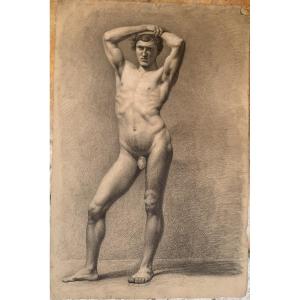 Nudo maschile accademico- Accademia nudo uomo - Italia Francia 1820 ca