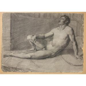Nudo maschile accademico- Accademia nudo uomo - Italia Francia 1810 ca