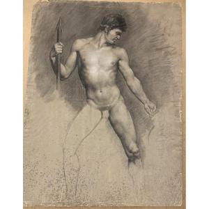 Nudo maschile accademico- Accademia nudo uomo - Italia Francia 1810 ca