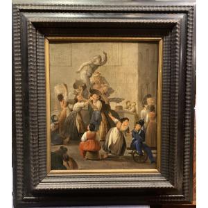 Scuola europea - scena di genere - 1850 ca Italia Francia -