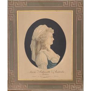 J. Audeoud (1793-1857)-Maria Antonietta d'Austria - regina Francia acquarello Parigi