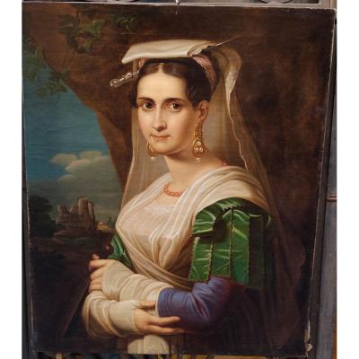 Ludwig Doell Femme d'Albano ... Ecole Allemande Première Moitié Du XIXe Siècle