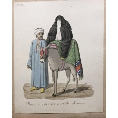 Ecole italienne, suite de 12 costumes islamiques, aquarelles 1830 ca. Orientalisme