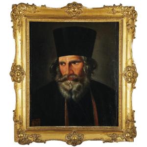 Peintre Italien Première Moitié Du XIXe Siècle Portrait d'Un Prêtre Grec Orthodoxe
