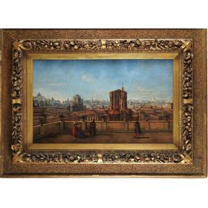 Anonimo - Roma panoramica con il Campanile di Sant’Andrea delle Fratte - 1850 ca