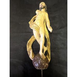 17th Century Polychrome Wooden Christ