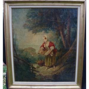 Rural Genre Scene Fruit Merchant Oil / Canvas Eighteenth Century