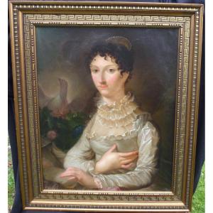 Portrait Of Woman Period I Empire French School XIXth Century Oil / Canvas