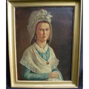 Portrait Of Woman With Headdress French School Of The XVIIIth Century Oil / Canvas