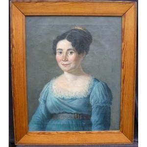 Portrait Of Young Woman French School Of The XIXth Century Oil / Canvas
