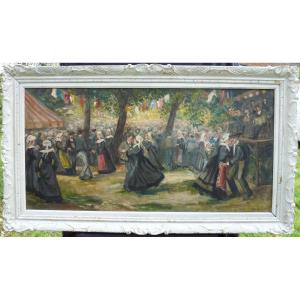 Blanchard Breton Scene Painting Impressionist School Oil / Canvas XXth Signed