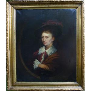 Damiens Portrait Of Woman In Hat Oil / Canvas From The XIXth Century Signed