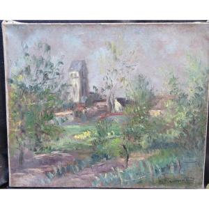 Jacque Monteil (1897-1987) Wissous Near Antony Oil On Canvas XXth Century