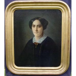 Portrait Of A Woman Second Empire Period Oil/canvas From The 19th Century