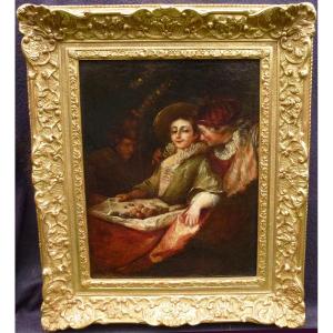 Genre Scene Young Woman With Fruit Oil/canvas Late 17th Century