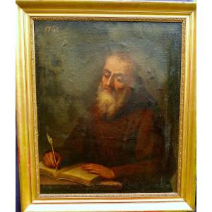 Portrait Of A Man Saint Augustine Louis XV Period Oil/canvas From The 18th Century