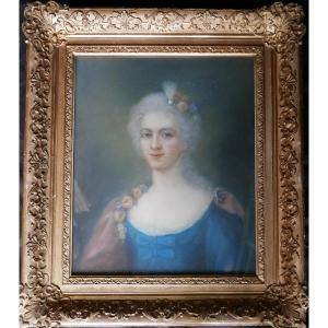 Portrait Of A Woman In Louis XV Pastel Style Late 19th Century