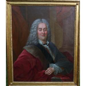 Large Portrait Of A Man From The Louis XIV Period Oil/canvas From The 18th Century