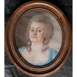 Portrait Of Oval Woman Louis XVI Period Pastel Late 18th Century