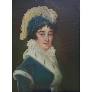Portrait Of Woman In Ermine Mantle Oil/canvas From The 19th Century