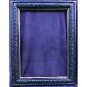 N° 910 Black Carved Wood Frame Late 18th Century For Chassis 78.3 X 56.5 Cm