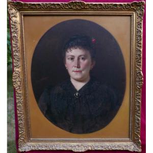 Tony De Bergue Portrait Of A Woman Oil/canvas 19th Century Signed