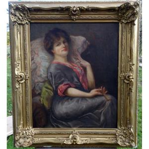M Chantelauzen Portrait Of A Woman Oil/canvas 19th-20th Century
