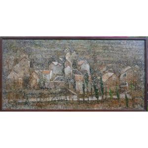 Bonel Landscape Village In The Moonlight Oil/canvas 20th Century Signed