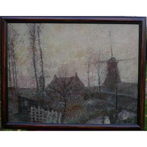 Bonel Landscape The Last Mills Oil/canvas 20th Century Signed