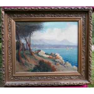 Laronze Seaside Landscape Italy Oil/canvas Late 19th Century Signed