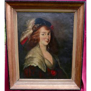 Portrait Of A Woman By Helena Fourment After Boeckhor, Oil/canvas, 18th Century