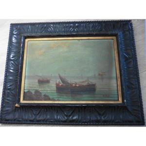 Seascape Signed Possi Oil/panel From The 19th Century