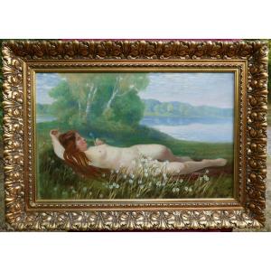 Theodor Schäkel Large Portrait Of A Nude Woman Oil/canvas Late 19th Century