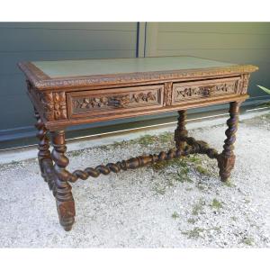 Antique Louis XIII Style Desk Furniture, Late 19th Century