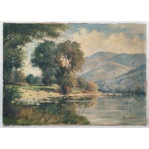 Swiss Landscape Ascona Lido Oil/canvas Signed Paul Kramer 20th Century