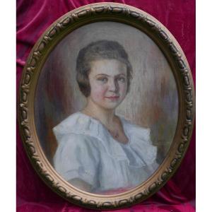 Jules De Kaan-albest Portrait Of A Woman Oil/canvas Board Early 20th Century