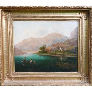 Ehrmanns Painting Landscape Lake In The Mountains Oil/canvas 19th Century Signed