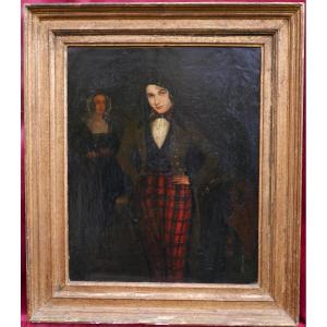 Portrait Of A Woman George Sand In Masculine Attire Oil/canvas From The 19th Century