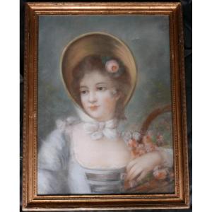 Portrait Of A Young Woman With A Pastel Hat, Late 18th Century